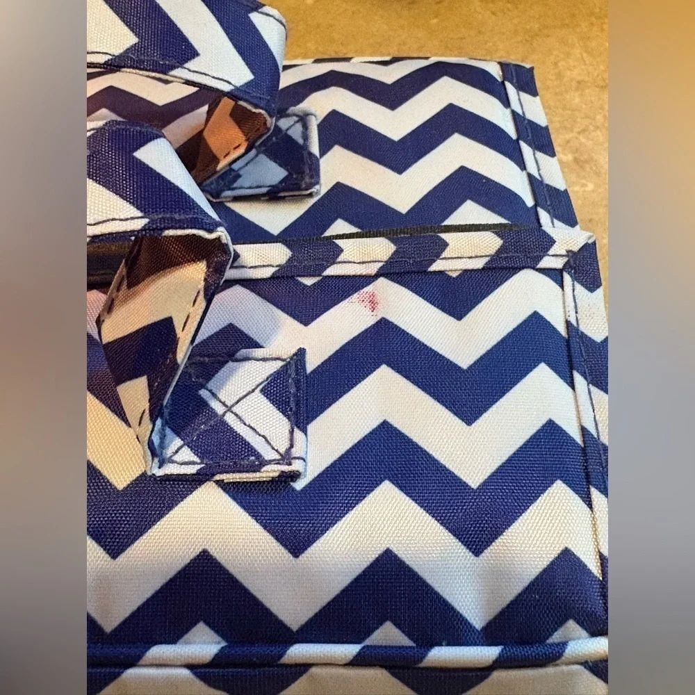 Chevron Pattern Cosmetic Bag with removable pouches.